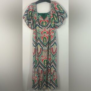 Skies Are Blue Curvy 2X Cotton Boho Maxi Dress NWT Pockets Puff Sleeve